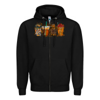 Black leopard and cowhide drink Zipper Hoodie - RacoonDesign