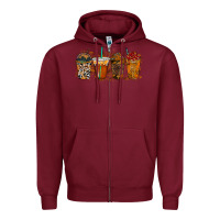 Burgundy leopard and cowhide drink Zipper Hoodie - RacoonDesign