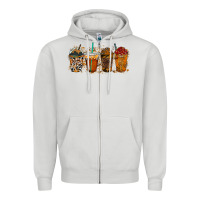 Dove Grey leopard and cowhide drink Zipper Hoodie - RacoonDesign