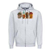 Heather Grey leopard and cowhide drink Zipper Hoodie - RacoonDesign