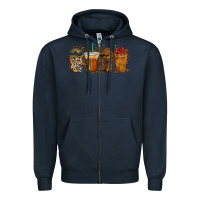 Navy leopard and cowhide drink Zipper Hoodie - RacoonDesign