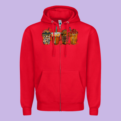 Leopard And Cowhide Drink Zipper Hoodie Designed By Racoondesign