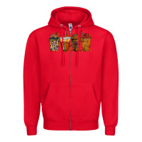Red leopard and cowhide drink Zipper Hoodie - RacoonDesign