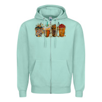 Seafoam leopard and cowhide drink Zipper Hoodie - RacoonDesign