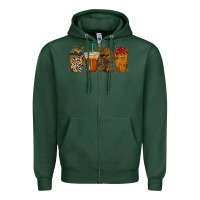 Sports Green leopard and cowhide drink Zipper Hoodie - RacoonDesign