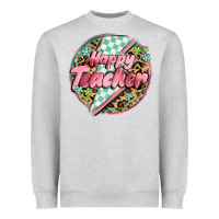 Heather Grey happy teacher lighting bolt Heavyweight Sweatshirt - MaliasSmallBusiness