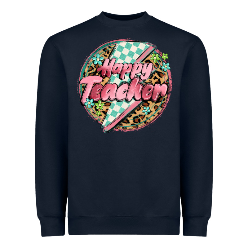 Happy Teacher Lighting Bolt Heavyweight Sweatshirt by MaliasSmallBusiness | Teevron