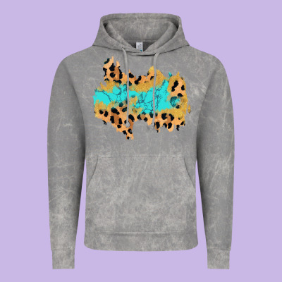 Glitter Leopard Turquoise Patch Vintage Hoodie Designed By Adodesignshop