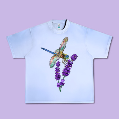 Dragonfly With Lavender Urban Heavy Tee Designed By Lillyallendesigns