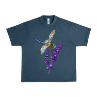 Midnight Navy Dragonfly With Lavender Urban Heavy Tee - LillyAllenDesigns