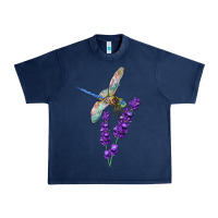 Navy Dragonfly With Lavender Urban Heavy Tee - LillyAllenDesigns