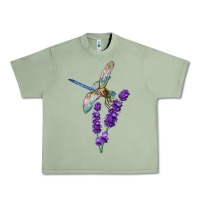 Oil Green Dragonfly With Lavender Urban Heavy Tee - LillyAllenDesigns
