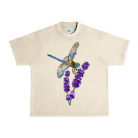 Sandshell Dragonfly With Lavender Urban Heavy Tee - LillyAllenDesigns