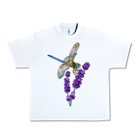 White Dragonfly With Lavender Urban Heavy Tee - LillyAllenDesigns