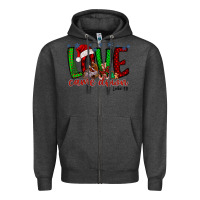 Charcoal Heather love came dow christmas Zipper Hoodie - RacoonDesign