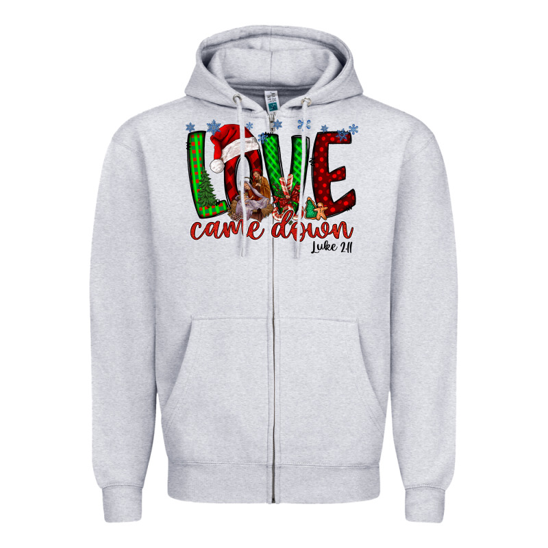 Love Came Dow Christmas Zipper Hoodie by RacoonDesign | Teevron
