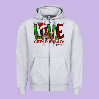 Love Came Dow Christmas Zipper Hoodie Designed By Racoondesign