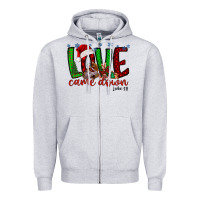 Heather Grey love came dow christmas Zipper Hoodie - RacoonDesign