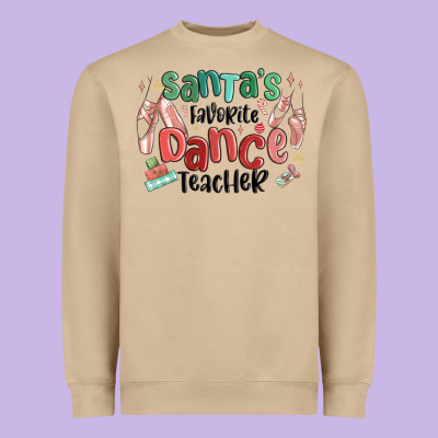 Santa's Favorite Dance Teacher Heavyweight Sweatshirt Designed By Maliassmallbusiness