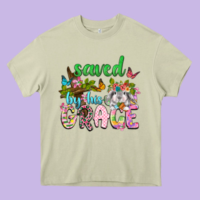 Saved By His Grace Heavy Core Tee Designed By Neo Western