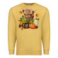 Antique Gold Heifer with Pumpkins Premium Sweatshirt - texasbilliewilder