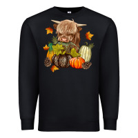Black Heifer with Pumpkins Premium Sweatshirt - texasbilliewilder