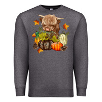Charcoal Heather Heifer with Pumpkins Premium Sweatshirt - texasbilliewilder