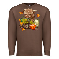 Chestnut Heifer with Pumpkins Premium Sweatshirt - texasbilliewilder