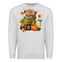Dove Grey Heifer with Pumpkins Premium Sweatshirt - texasbilliewilder
