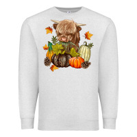 Oatmeal Heather Heifer with Pumpkins Premium Sweatshirt - texasbilliewilder
