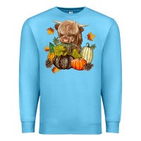 Ocean Blue Heifer with Pumpkins Premium Sweatshirt - texasbilliewilder