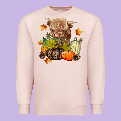 Heifer With Pumpkins Premium Sweatshirt Designed By Texasbilliewilder