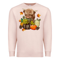 Pale Pink Heifer with Pumpkins Premium Sweatshirt - texasbilliewilder