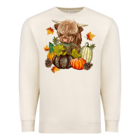 Sandshell Heifer with Pumpkins Premium Sweatshirt - texasbilliewilder