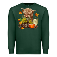 Sports Green Heifer with Pumpkins Premium Sweatshirt - texasbilliewilder
