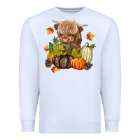 White Heifer with Pumpkins Premium Sweatshirt - texasbilliewilder