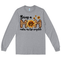 Heather Grey being a mom makes my life complete Long Sleeve Tee - MaliasSmallBusiness