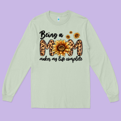 Being A Mom Makes My Life Complete Long Sleeve Tee Designed By Maliassmallbusiness