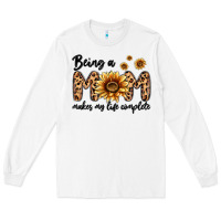 White being a mom makes my life complete Long Sleeve Tee - MaliasSmallBusiness
