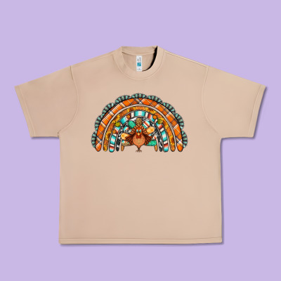 Turquoise Thanksgiving Turkey Rainbow Urban Heavy Tee Designed By Jasminsmagicworld