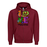 Burgundy love taching halloween Zipper Hoodie - RacoonDesign