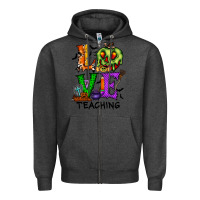 Charcoal Heather love taching halloween Zipper Hoodie - RacoonDesign
