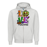 Dove Grey love taching halloween Zipper Hoodie - RacoonDesign