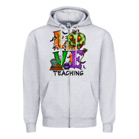 Heather Grey love taching halloween Zipper Hoodie - RacoonDesign