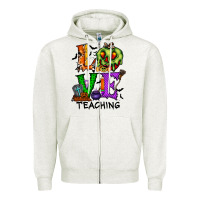 Oatmeal Heather love taching halloween Zipper Hoodie - RacoonDesign