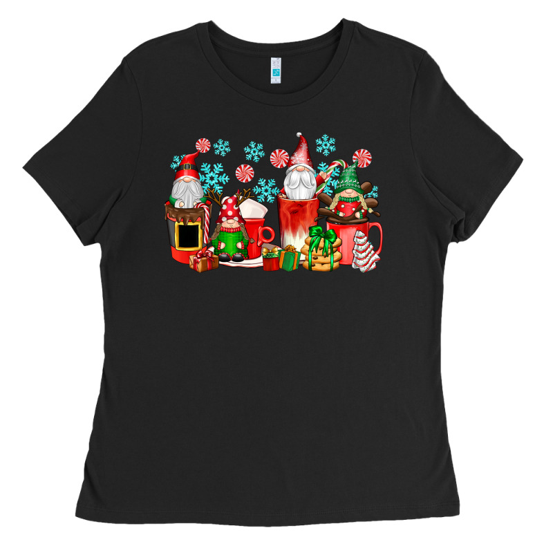 Christmas Gnomes Coffee Cups Ladies Tee by texasbilliewilder | Teevron