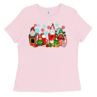 Bubblegum Pink christmas gnomes coffee cups Ladies Tee - texasbilliewilder