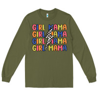 Army Green girl mama lightning bolt Long Sleeve Tee - MaliasSmallBusiness