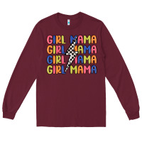 Burgundy girl mama lightning bolt Long Sleeve Tee - MaliasSmallBusiness