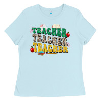 Baby Blue teacher teacher teacher Ladies Tee - Zillion Design Studio